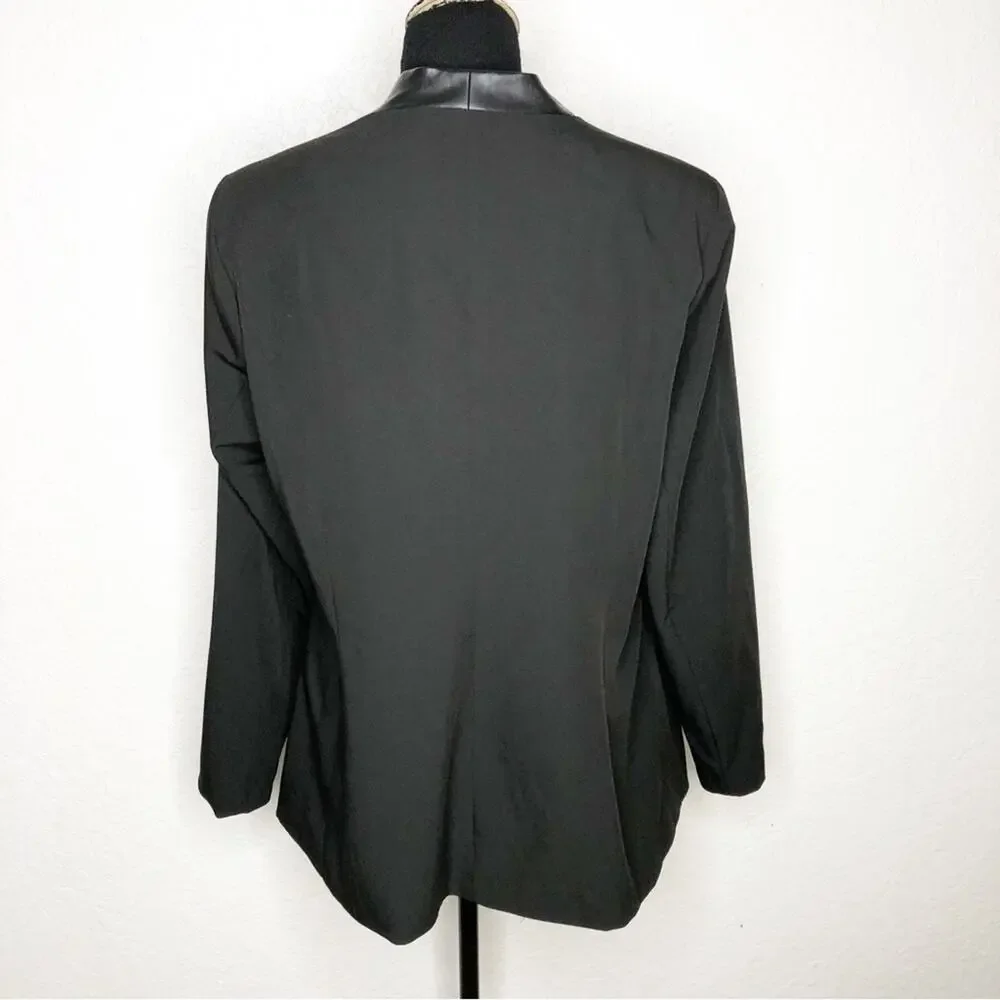 Torrid black faux leather trim open front blazer jacket size 1 or 1X NWT
